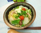 レタス・蕪・チーズの洋風醤油ラーメン作り方7写真