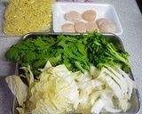 ホタテと春菊のクリーム焼きそば作り方1写真
