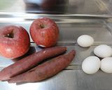 リンゴとサツマイモの抹茶ケーキ（型不要）作り方3写真