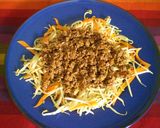 モヤシにのっけて！挽肉のウマ煮風あんかけ作り方6写真