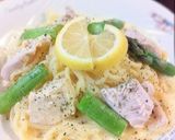 蒸鶏とアスパラのレモンクリームパスタ♡*作り方7写真