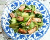 ★チンゲン菜と焼き豚のバター胡椒炒め☆作り方3写真