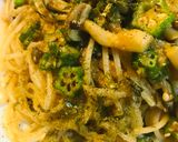 シメジ＆オクラの和風パスタ作り方4写真