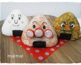 キャラ弁＊おにぎりdeあんぱんまんトリオ作り方7写真