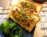 鰹節のケチャマヨチーズトースト　生姜風味作り方3写真