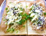鰹節×葱の和風トースト　ほんのり蕎麦風味作り方4写真