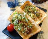 鰹節×葱の和風トースト　ほんのり蕎麦風味作り方5写真