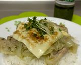 炙り豚バラバジルチーズ丼作り方3写真
