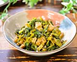 カリカリ鶏皮と大根菜のおつまみ♪作り方6写真