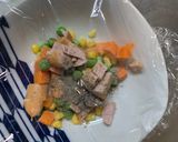 レンジ簡単洋風シーフードおこわ味炒飯弁当作り方3写真