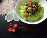 鶏そぼろとキャベツの丼　梅ワサビ風味作り方6写真
