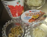 イワシの味噌煮缶deプッタネスカ風パスタ作り方1写真