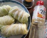 油揚げとニンジンを芯にして、ロール白菜♬作り方4写真