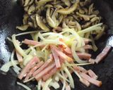 きのこと水菜の生姜バタースパゲティ作り方4写真