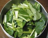 台湾料理～小松菜と豚肉の沙茶醤炒め作り方4写真