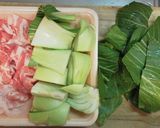 チンゲン菜と豚肉の卵とじ作り方1写真