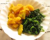 南瓜とほうれん草の酢味噌チーズ和え作り方1写真