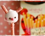 ＊デコポッキー＊ピンクのうさぎポッキー♥作り方4写真