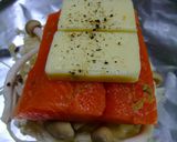 サーモンときのこ柚子胡椒チーズホイル焼き作り方3写真