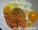 ■朝食にかんたん！鮭フレークの卵焼きご飯作り方1写真