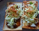 桜えび×キャベツの軸のお好み焼きトースト作り方3写真
