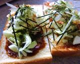 桜えび×キャベツの軸のお好み焼きトースト作り方4写真