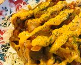 鶏肉とキノコのトマト缶炒め煮チーズソース作り方4写真