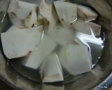 酒粕と味噌で味付ける、やわらかやまといも作り方2写真