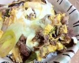 我が家の甘すぎない♪牛肉卵とじ丼作り方4写真