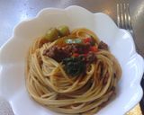挽肉とトマトの普通のパスタ作り方7写真