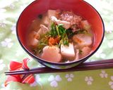 豚肉×豆苗×豆腐と酒粕塩麹のお吸い物作り方11写真