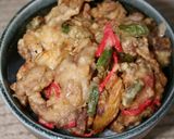 簡単スタミナＵＰ☆豚＆にんにくの茎の丼作り方6写真