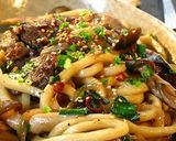 ■旨い！牛肉ときのこの甘辛焼きうどん■作り方4写真
