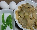 ザーサイときぬさやで作る、２色卵焼き♬作り方1写真