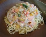 かにと生サーモンの北国クリームパスタ☆作り方8写真