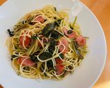 空芯菜とウインナーのペペロンチーノ風パスタ作り方6写真