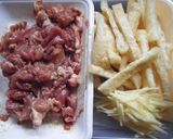 春が来た～豚肉と油揚げと春豆の黒酢炒作り方1写真