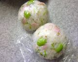 ハム×枝豆×貝割れ　梅ワサビ風味おにぎり作り方5写真