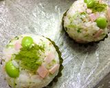 ハム×枝豆×貝割れ　梅ワサビ風味おにぎり作り方7写真