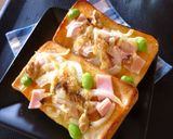 ハム×玉葱のトースト　スイチリ・マヨ風味作り方5写真