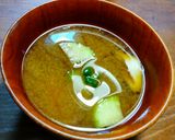 薩摩芋、白茄子、椎茸のお味噌汁作り方5写真