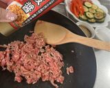 ズッキーニとパプリカのひき肉餡がけ作り方4写真