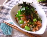 塩麹ご飯で　鮭梅わさび丼　～茶の香り作り方7写真