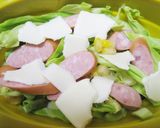 春キャベツとウインナーのカルボナーラ風作り方3写真