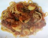 海老と貝柱のトマトソースパスタ☆作り方9写真