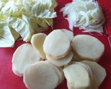 ルクエで♡アンチョビポテトベジタブル♬作り方1写真