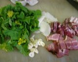 ■菜の花とベーコンのクリームパスタ■作り方1写真