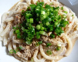 簡単☆釜揚げ風ごまだれそぼろうどん作り方4写真