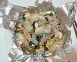 牡蠣と百合根と春菊等のホイル焼き作り方6写真