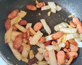 白菜とソーセージと卵の焼きそば作り方3写真